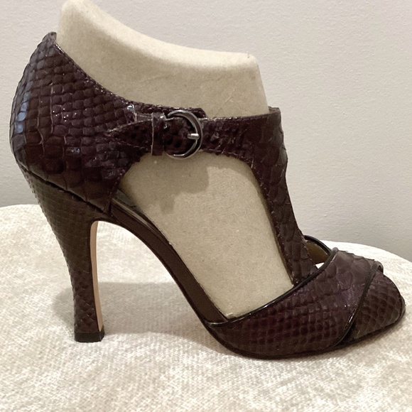 Joan & David Lana Strappy Stiletto Heels Black/Purple Reptile - 6.5M - Picture 1 of 15